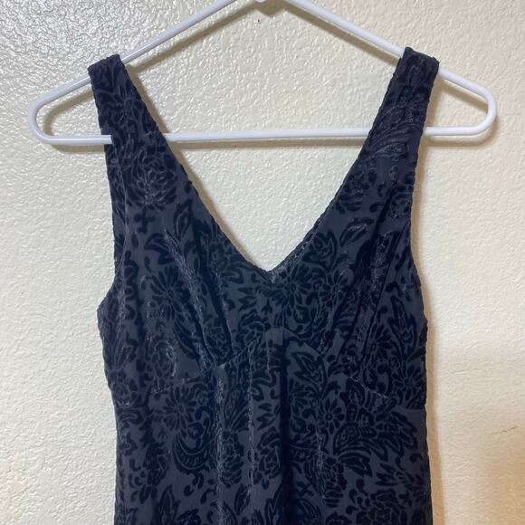 Vintage Y2K BCBG Black Floral Velvet Burnout Tank Maxi Dress Size 6 Whimsygoth - Picture 6 of 8